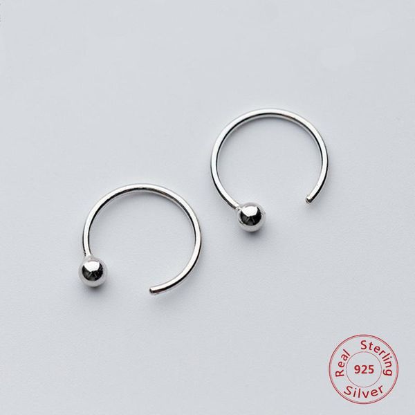 

stud 925 sterling silver round bead glossy ball earrings simple like beans shape girl woman ear piercing jewelry, Golden;silver