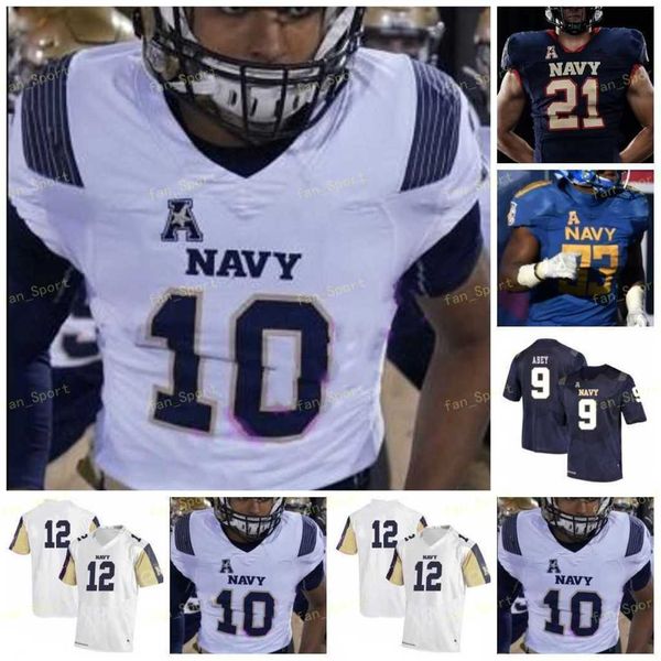 

custom 2021 navy midshipmen football jersey ncaa college 12 roger staubach 19 keenan reynolds 10 malcolm perry 43 nelson smith 20 cj william, Black