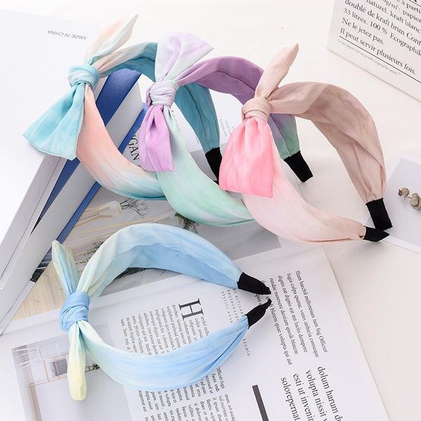 

women's fashion soft splash tie dye cotton hairband ladies girls summer stretch knot hair head bands accessories1