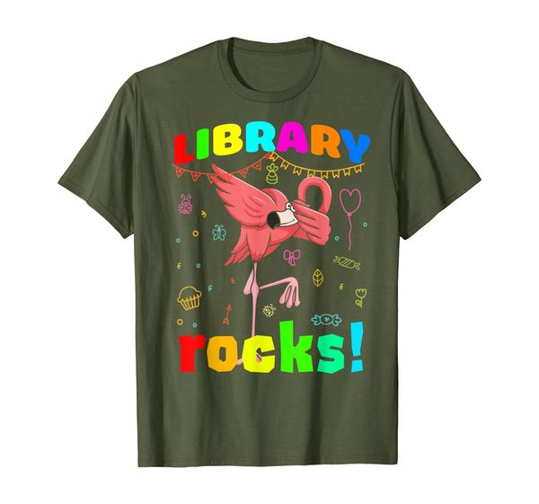 

dabbing library rocks flamingo t shirt first day of school, White;black
