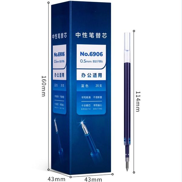 

0.5mm 20pcs/set gel pen refill press the head office signature blue ink school stationery writing supplies pens