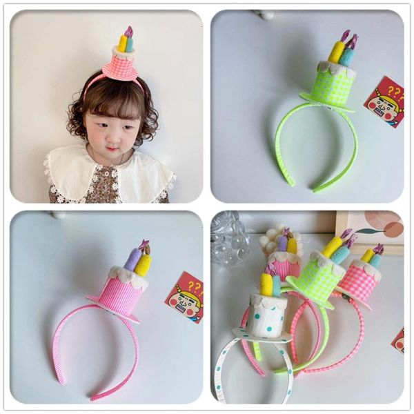 

12pcs fashion cute glitter birthday cake hairbands cartoon party hat hair sticks princess headwear boutique accessories, Slivery;white