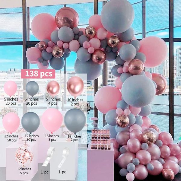 

party decoration 164pcs balloon arch kit garland rose gold chrome balloons pink globos happy birthday decorations wedding baby shower