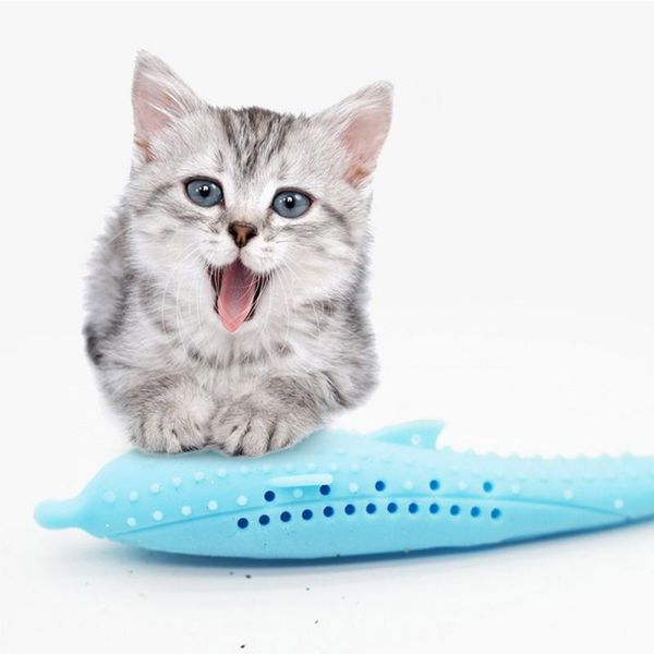 

cat toys fish shape toothbrush pet eco-friendly molar stick teeth clean toy interactive dental soft silicone mint chew 05