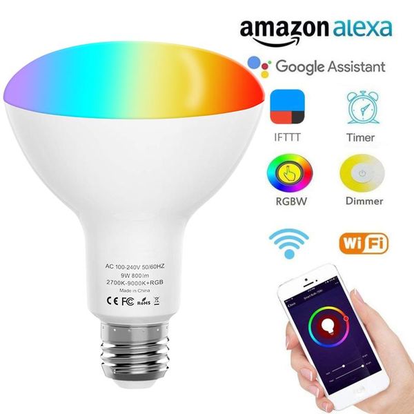 

bulbs 10w rgb wifi voice control energy saving dimming led bulb multicolor smart light compatible alexa google ios /android