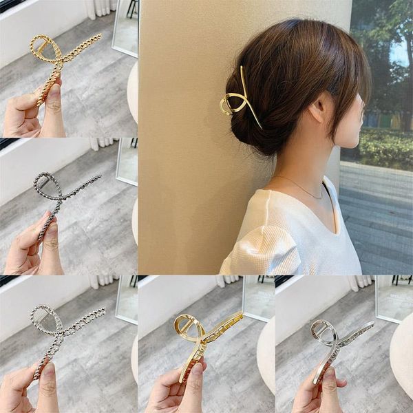 

hair clips & barrettes ladies fashion metal hairpin simple wild girl headdress chic crab accessories claw christmas gift jewelry, Golden;silver