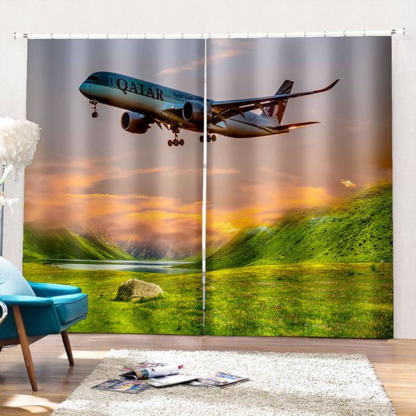 

custom fabric green scenery white fly curtain 3d window for living room