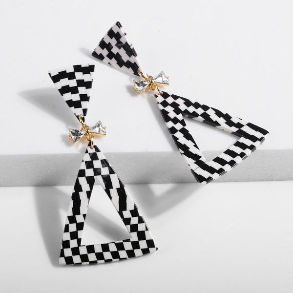 

dangle & chandelier unique geometric triangle earring for women fashion resin acrylic statement hanging drop party jewelry, Silver