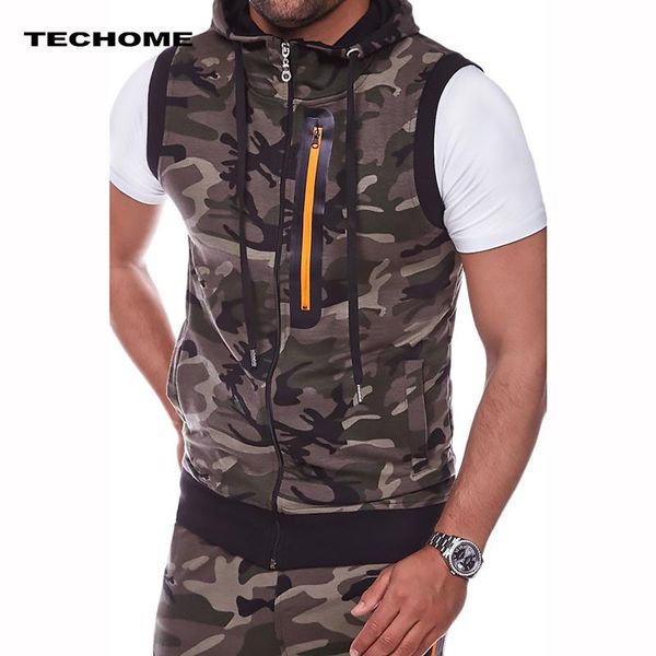 

men casual outwear nice spring autumn tide vest army camouflage print slim collarless hip hop style size m-3xl men's vests, Black;white