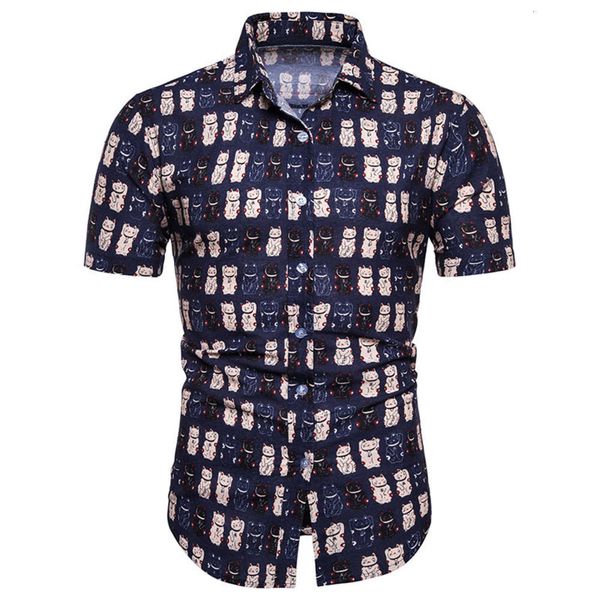 

men's shirt summer floral men's casual short sleeve lapel shirt, White;black