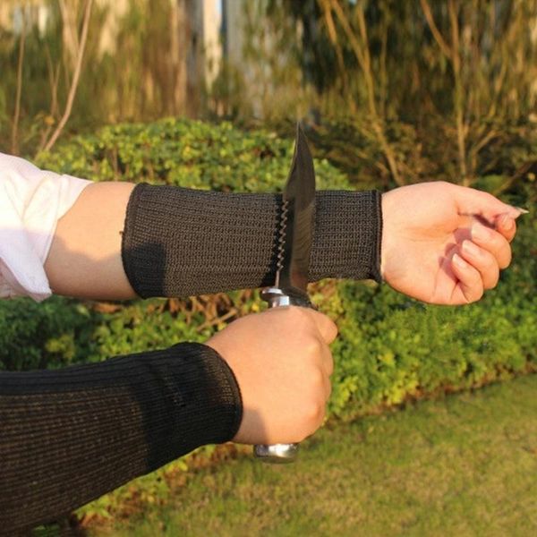 

1pc level 5 hppe cut resistant anti-puncture work protection arm sleeve cover for outdoor worker gardener safety elbow & knee pads, Black;gray