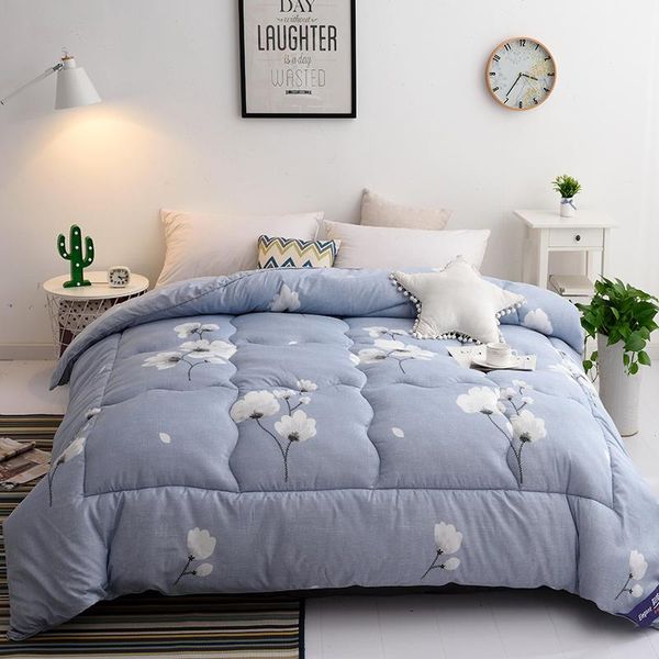 

comforters & sets high-end 4 seasons comfortable and fresh style thick down duvet 100% washed cotton soft warm quilt household bedding