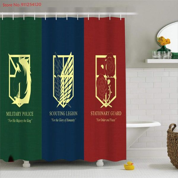 

shower curtains japan attack on titan curtain with hook cartoon waterproof bath hooks home decor 180x180cm