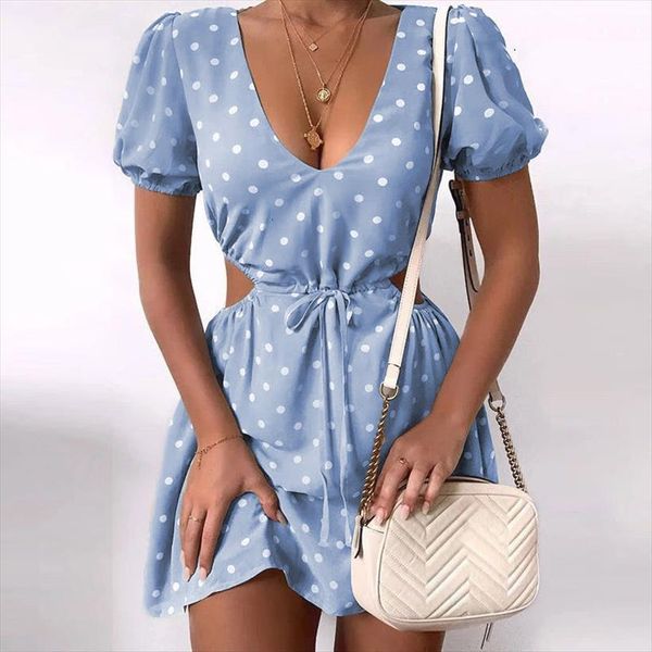 

mini dot sashes women dresses v neck girl cute pink party club plus size fashion summer spring a line, Black;gray