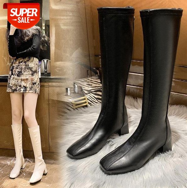 

women's boots but knee-length plus fleece small mid-tube riding high knight #mf3z, Black