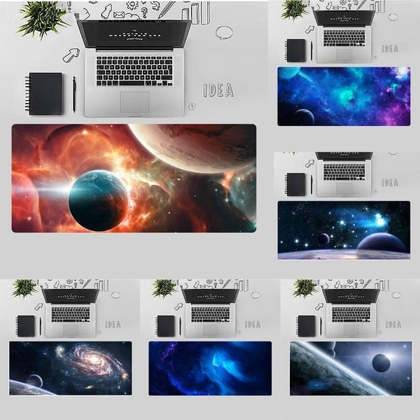 

mouse pads & wrist rests universe starry blue purple sky unique deskpad game table protect office work mat non-slip lapcushion