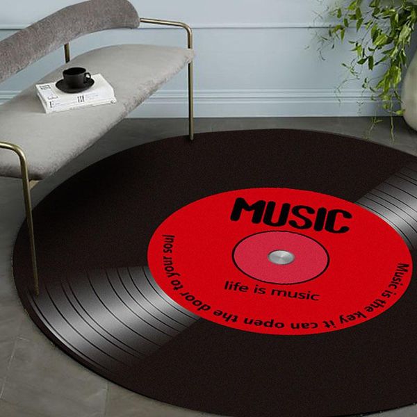

music record printed round floor mat for living room anti-slip rug chair carpets home decor