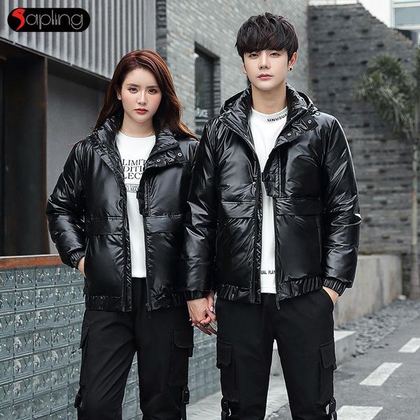 

men's down & parkas winter white duck jacket men's thicken warm hooded coat -30 degrees men puffer jackets fashion couple clothing, Black