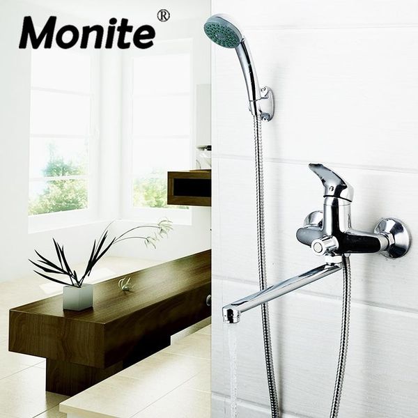 

modern bathroom shower faucet bath mixer tap wall mounted w/ hand head set sets