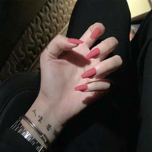 

nail art kits skyey care 24 pieces / box press the whole on colour matte pure frosting acrylic nails