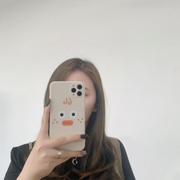 

cell phone pouches cartoon cute duck silicone soft case for 7 8 plus 2021 se x xr xs max 11 11pro 12 12pro pro mini bag