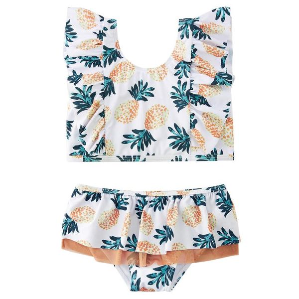 

toddler kids girls swimsuits ruffle floral printed swimwear beach wear two-pieces bathing suits quick dry bikinis one-pieces, Black