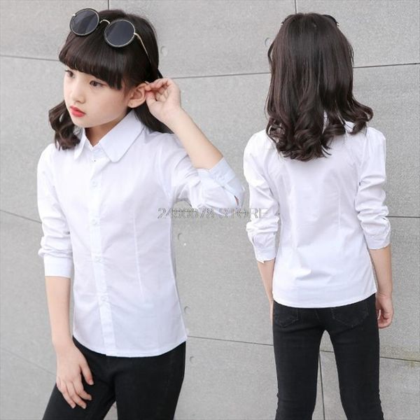 

school girls formal blouse dress shirt brand fashion white student for big children performance clothing, White;black