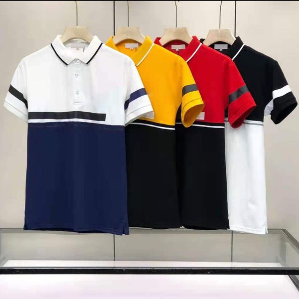 

designer men's polos luxury summer mens women color collision polo shirt fashion double bead brand boutique solid short tees, White;black