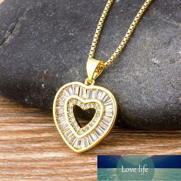 

romantic heart pandant necklace copper zirconia cz stone necklace with gold chain jewelry for women couples factory price expert design qual, Silver