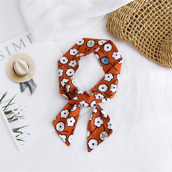 

scarves beautiful print luxury bag strap scarf women silk fashion head headwear long accessories ribbon sj215, Blue;gray