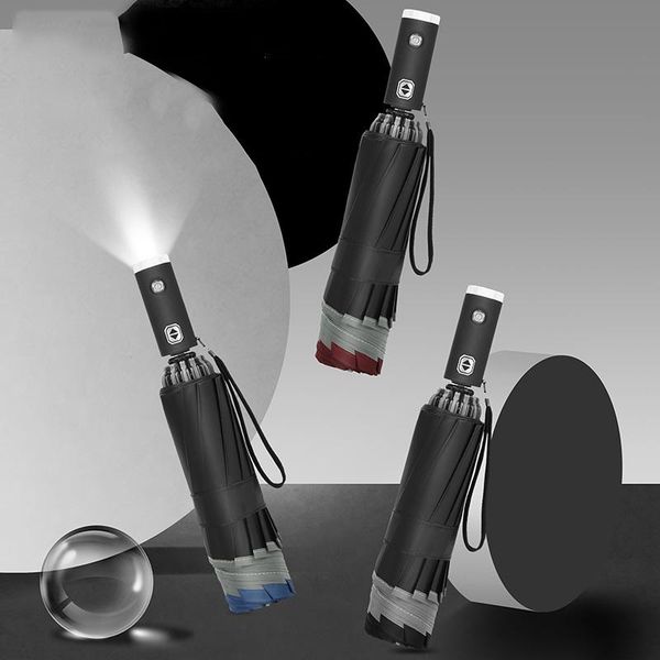 

umbrellas bone ten reverse folded umbrella with an led light reflective tape automatic