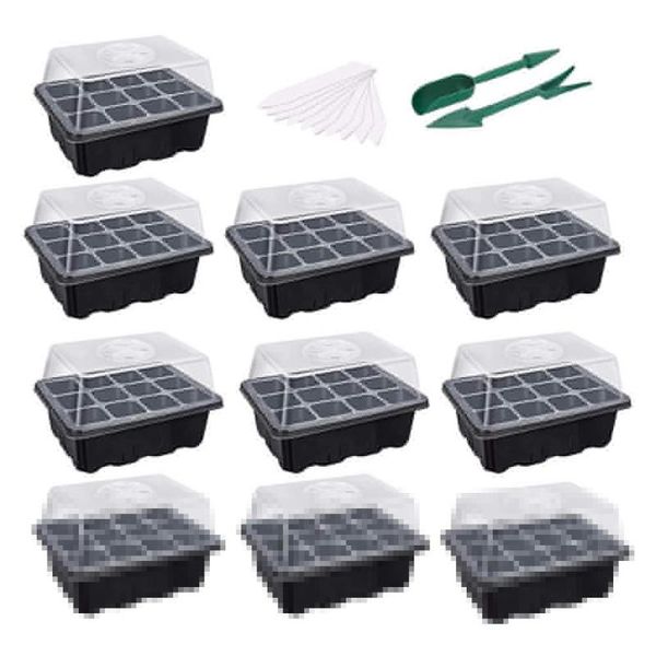 

10pcs planting seed starter tray kit seedling germination box gardening supplies growing wheat seedlings nursery pots plant tool planters &