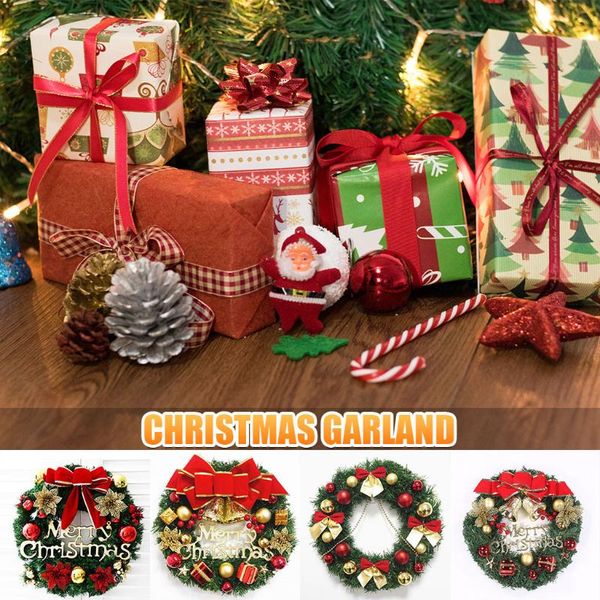 

garland arrangement christmas ornament wreath decorative 30cm bow decoration hogar flowers & wreaths