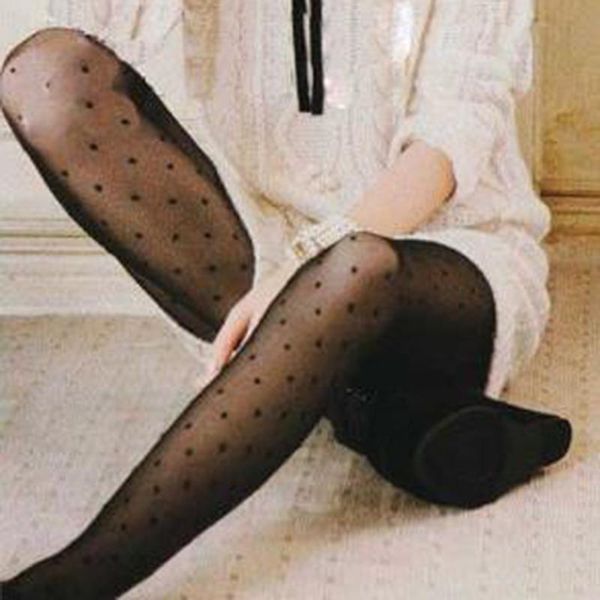 

dot tights women pantyhose nylon ladies black socks & hosiery, Black;white