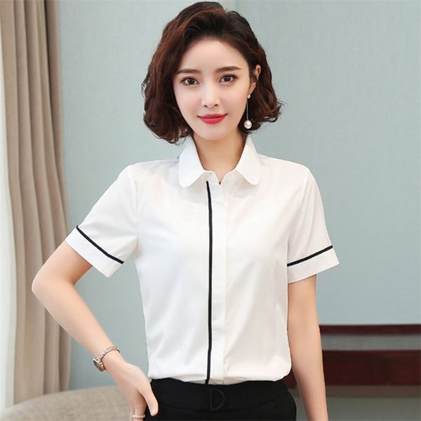 

korean women shirts blouses for white woman short sleeve blouse office lady shirt plus size elegant 210604