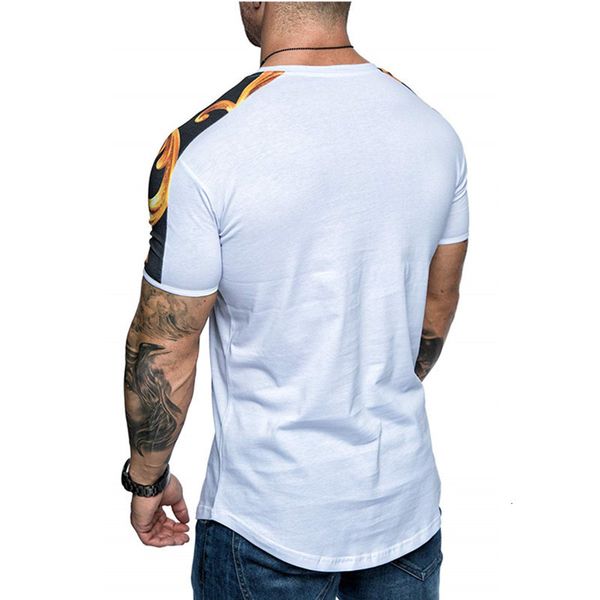 

men's t-shirts summer patchwork t-shirt jogger fitness short-sleeved hip hop t shirt men casual streetwear clothing bycz, White;black