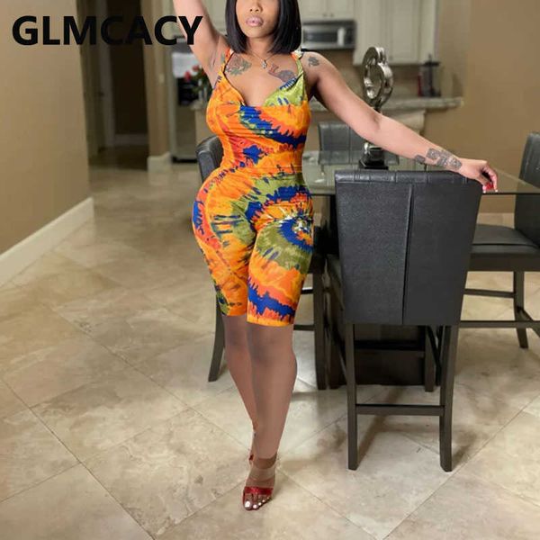 

women plunge v-neck printed backless bodycon romper 210702, Black;white