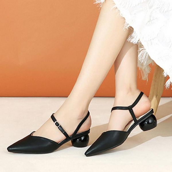 

sandals 2021 high heel women low-pointed toe thick sdesign belt fashion, Black
