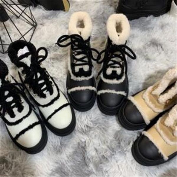 

boots fur short lace up women shoes fashion black female outdoor
