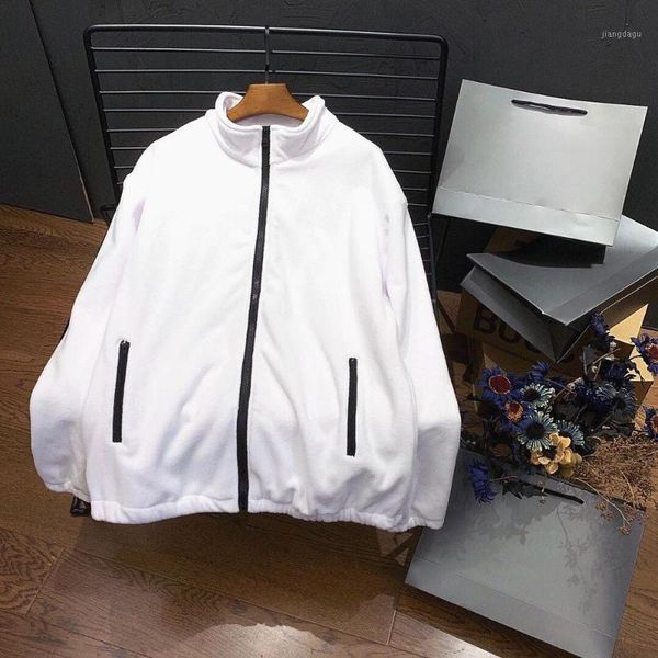 

couple models classic fashion zipper jacket colorful red embroidery flag leisure loose padded trendy men's jackets, Black;brown