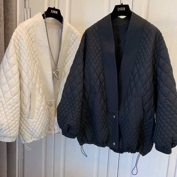 

women's fur & faux cotton clothes winter korean style casual retro loose diamond plaid light solid coat t5on, Black