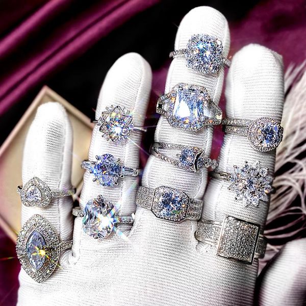 

wedding rings huitan drop women engagement dazzling cubic zirconia ring korean fashion female jewelry, Slivery;golden