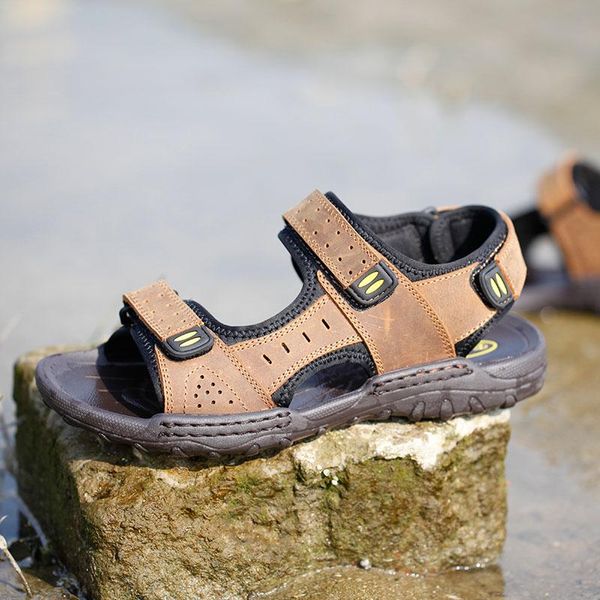 

sandals gladiators sandalen leather verano rubber beach summer 2021 trekking men casa slide mens sandale deportivas sandel masculina da, Black