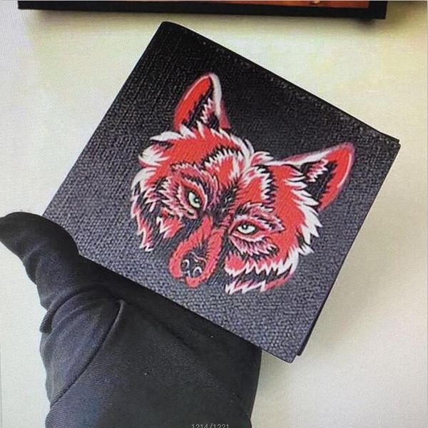 

wholesale 451278 animal short wallet for men card holders leather print snake tiger bee wallets women purses pocket small bifold 01, Red;black