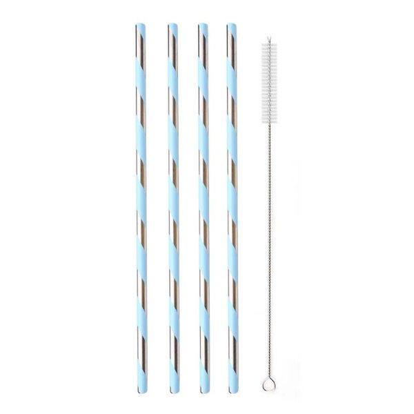 

drinking straws 304 stainless steel straw set reusable metal with cleaner brush juice bubble tea bar party accessory