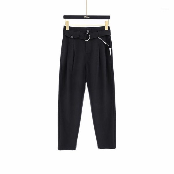 

autumn winter fashion ladies pant leisure women pants high waist solid color loose quality female trousers women's & capris, Black;white