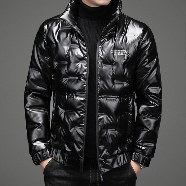 

Young men's white down jacket 2020 winter fashion collar, Black