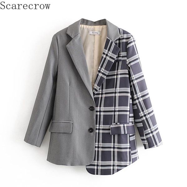 

spring retro plaid stitching contrast color bf style suit women jacket blazer coats women's suits & blazers, White;black