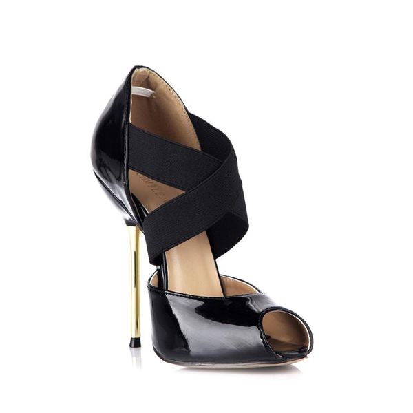

party metal heel stiletto peep toe women pumps carpe da donna pompe tacco alto a spillo abendschuhe bout ouvert yj3845-d dress shoes, Black