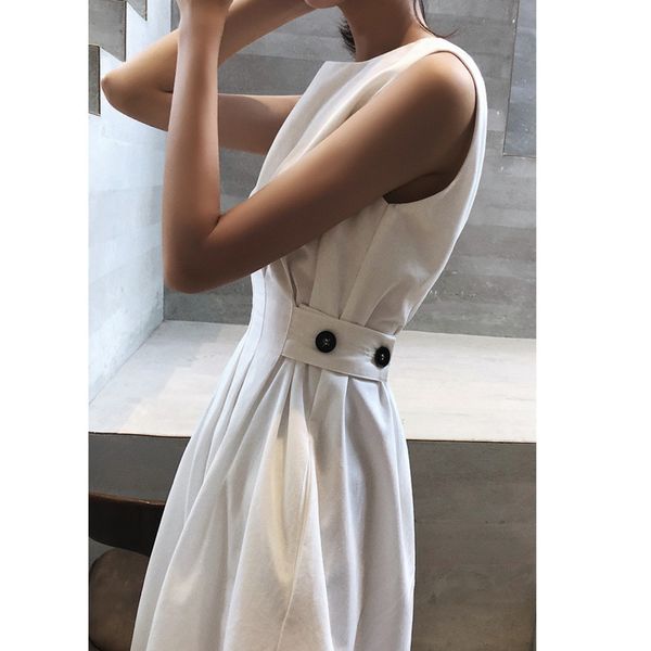 

women casual solid sleeveless dress hepburn heart temperament vest skirt waist-closed cold wind suspender skirt new fashion 210422, Black;gray